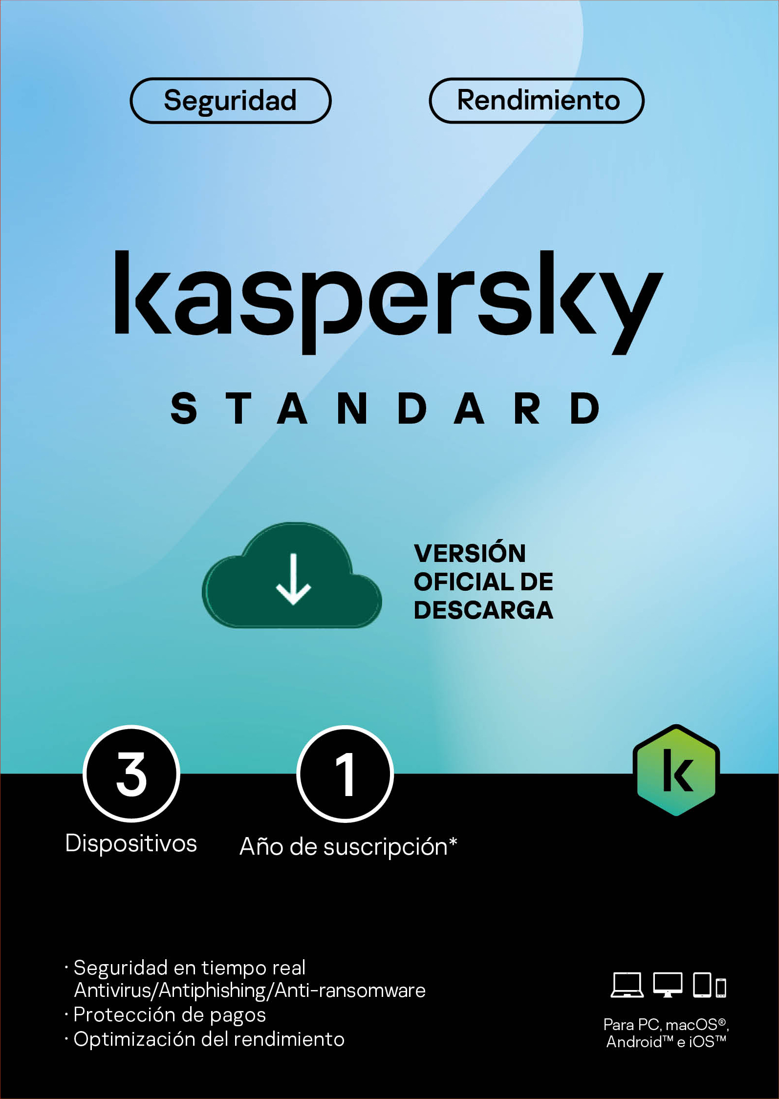 Licencia Kaspersky Standard 3 dispositivos por 1 año